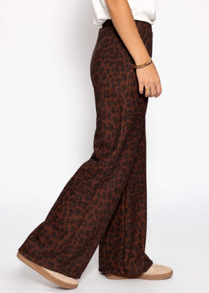 Wide trousers with Leo print - brown