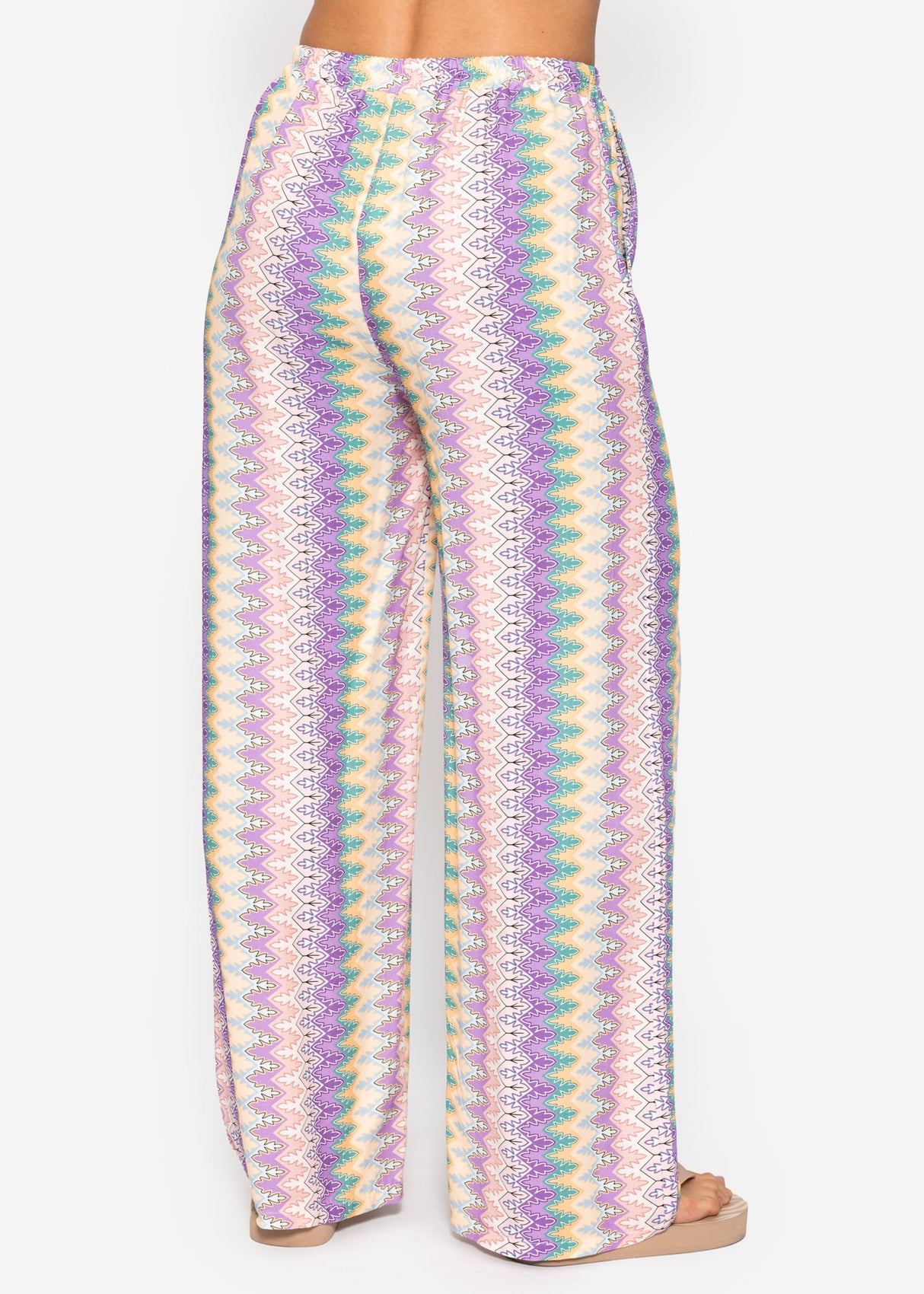 Weite Hose mit Multicolor-Muster - flieder-rosa