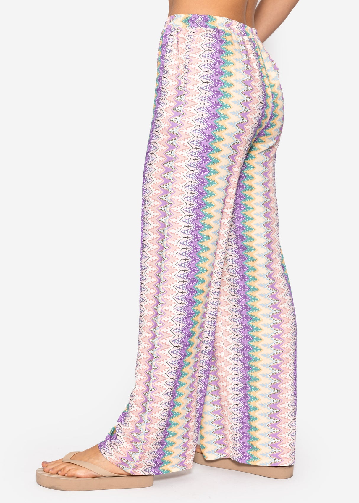 Weite Hose mit Multicolor-Muster - flieder-rosa