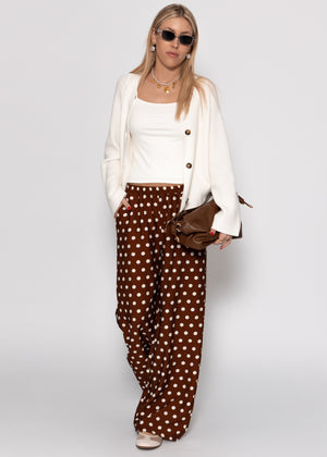 Weite Hose mit Punktemuster - braun-beige