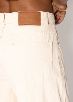 Wide Leg Jeans mit hohem Bund - beige