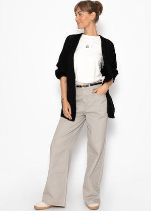 Wide Leg Jeans mit hohem Bund - greige