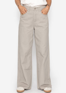 Wide Leg Jeans mit hohem Bund - greige