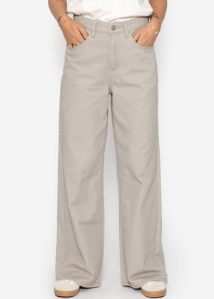 Wide Leg Jeans mit hohem Bund - greige
