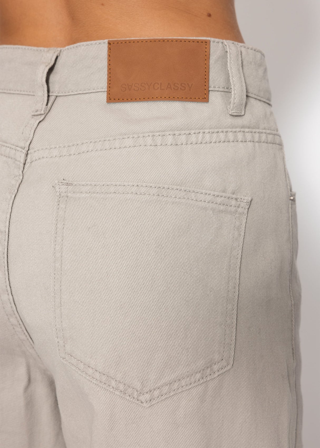 Wide Leg Jeans mit hohem Bund - greige