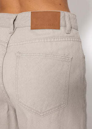 Wide Leg Jeans mit hohem Bund - greige