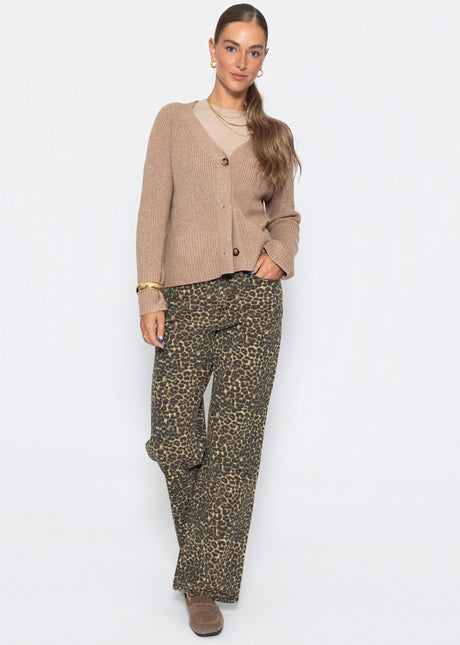Wide Leg Jeans mit hohem Bund in Leo-Print - braun von SASSYCLASSY