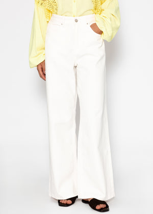 Wide Leg Jeans mit hohem Bund - offwhite