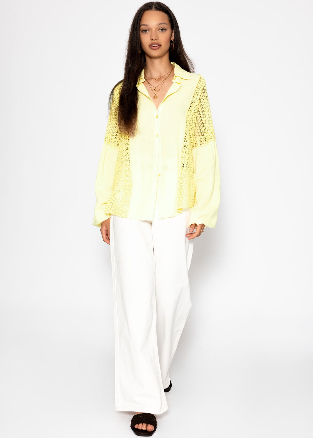 Wide Leg Jeans mit hohem Bund - offwhite