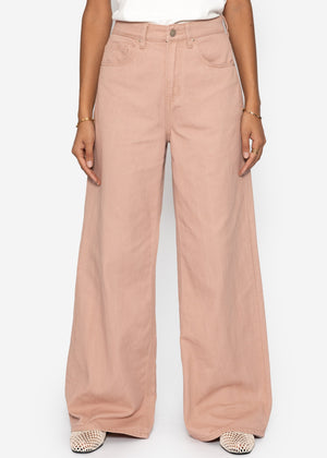 Wide Leg Jeans mit hohem Bund - rosa
