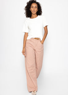 Wide Leg Jeans mit hohem Bund - rosa