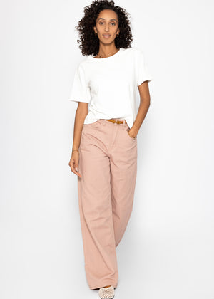 Wide Leg Jeans mit hohem Bund - rosa