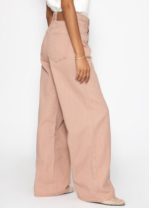 Wide Leg Jeans mit hohem Bund - rosa