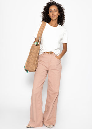 Wide Leg Jeans mit hohem Bund - rosa