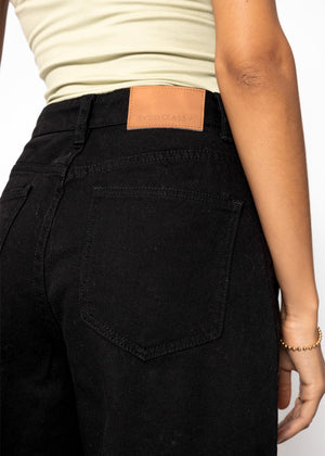 Wide Leg Jeans mit hohem Bund - schwarz