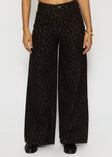 Wide-Leg-Jeans mit Leo-Muster - braun