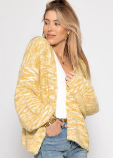 Zweifarbiger Cardigan - gelb