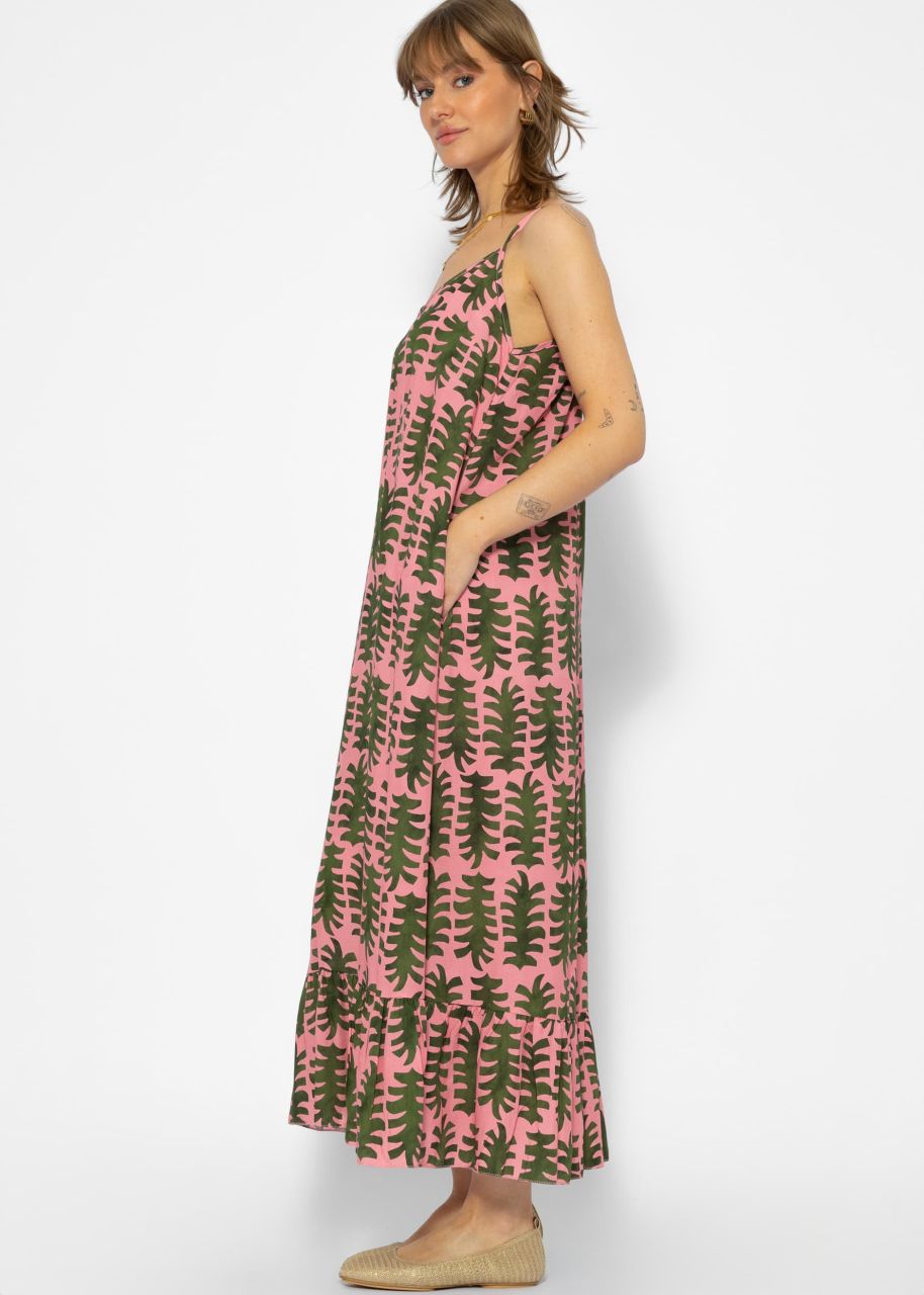 Maxi Kleid mit Print - rosa