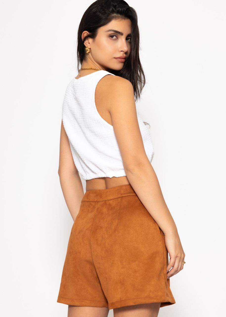 Musselin Top mit Zugband - weiß