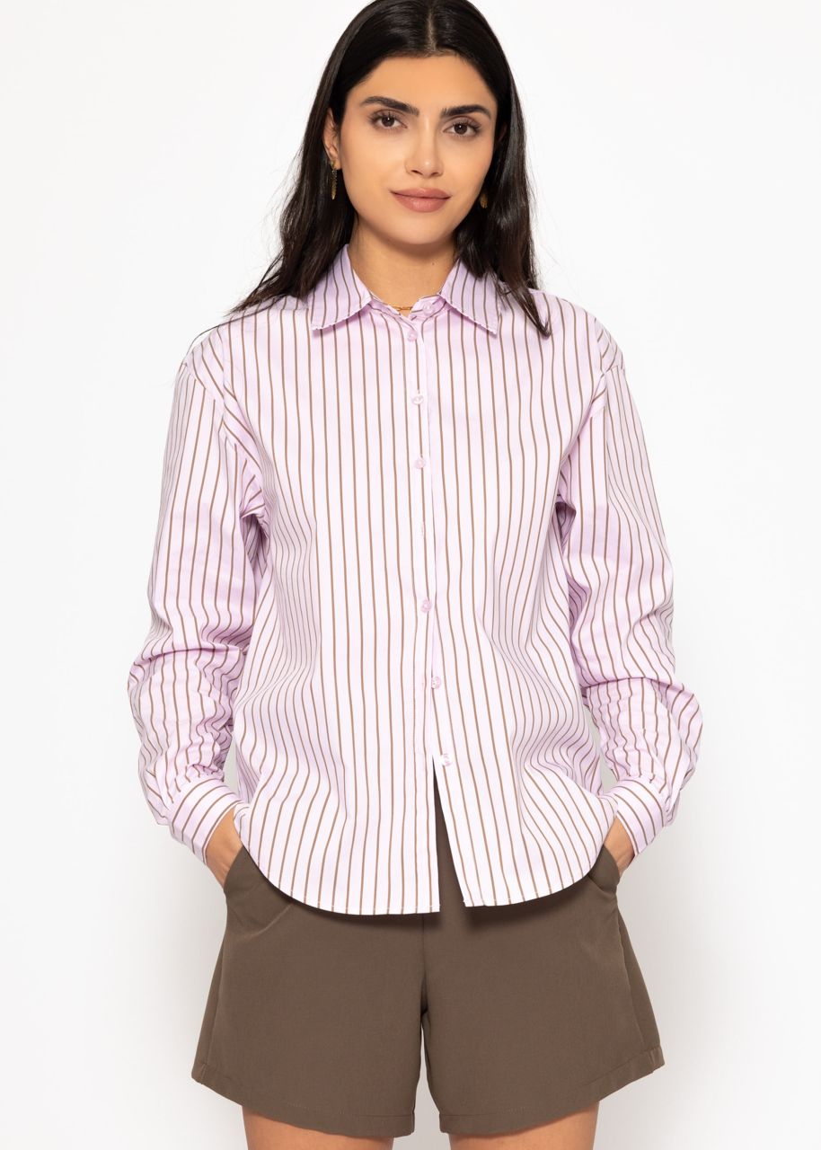 Gestreifte Hemdbluse - rosa