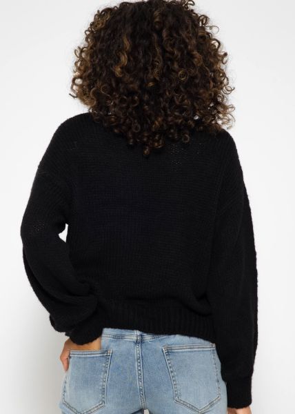 Pullover mit V-Ausschnitt - schwarz
