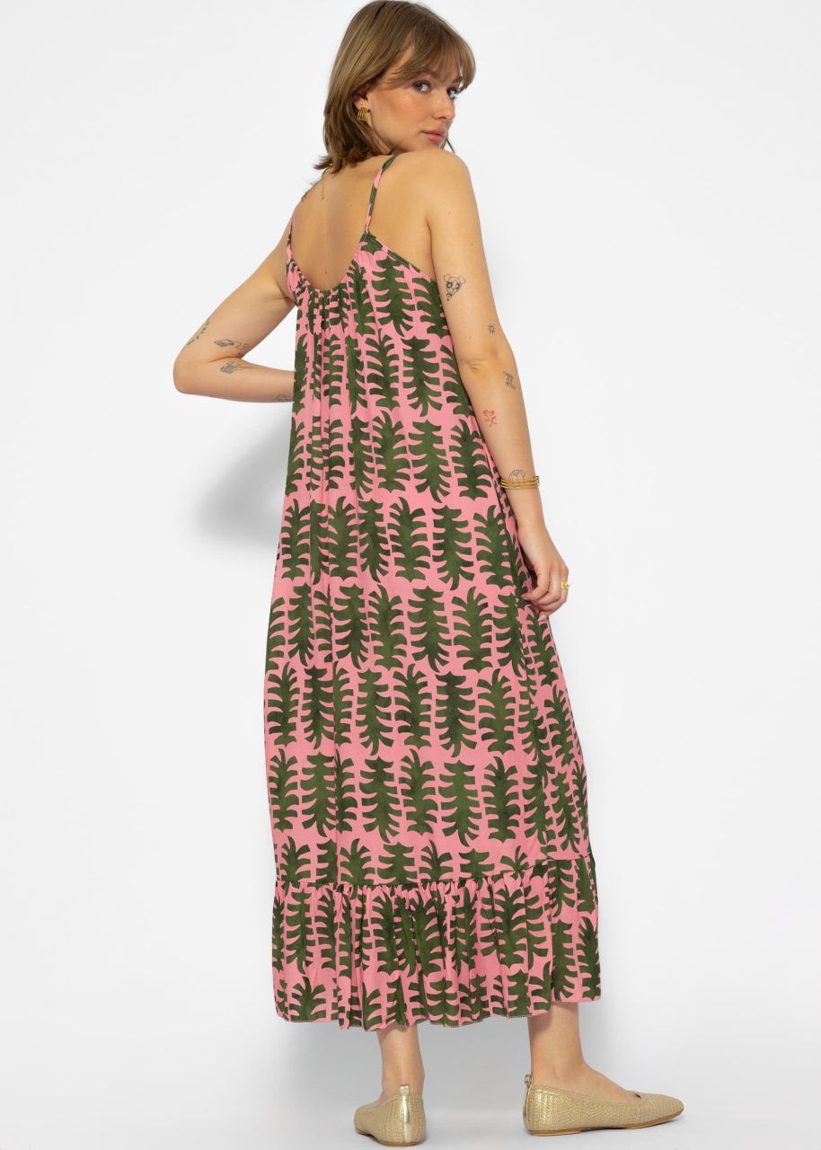 Maxi Kleid mit Print - rosa