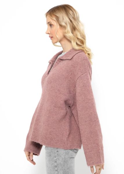 Oversize Pullover mit Kragen - mauve