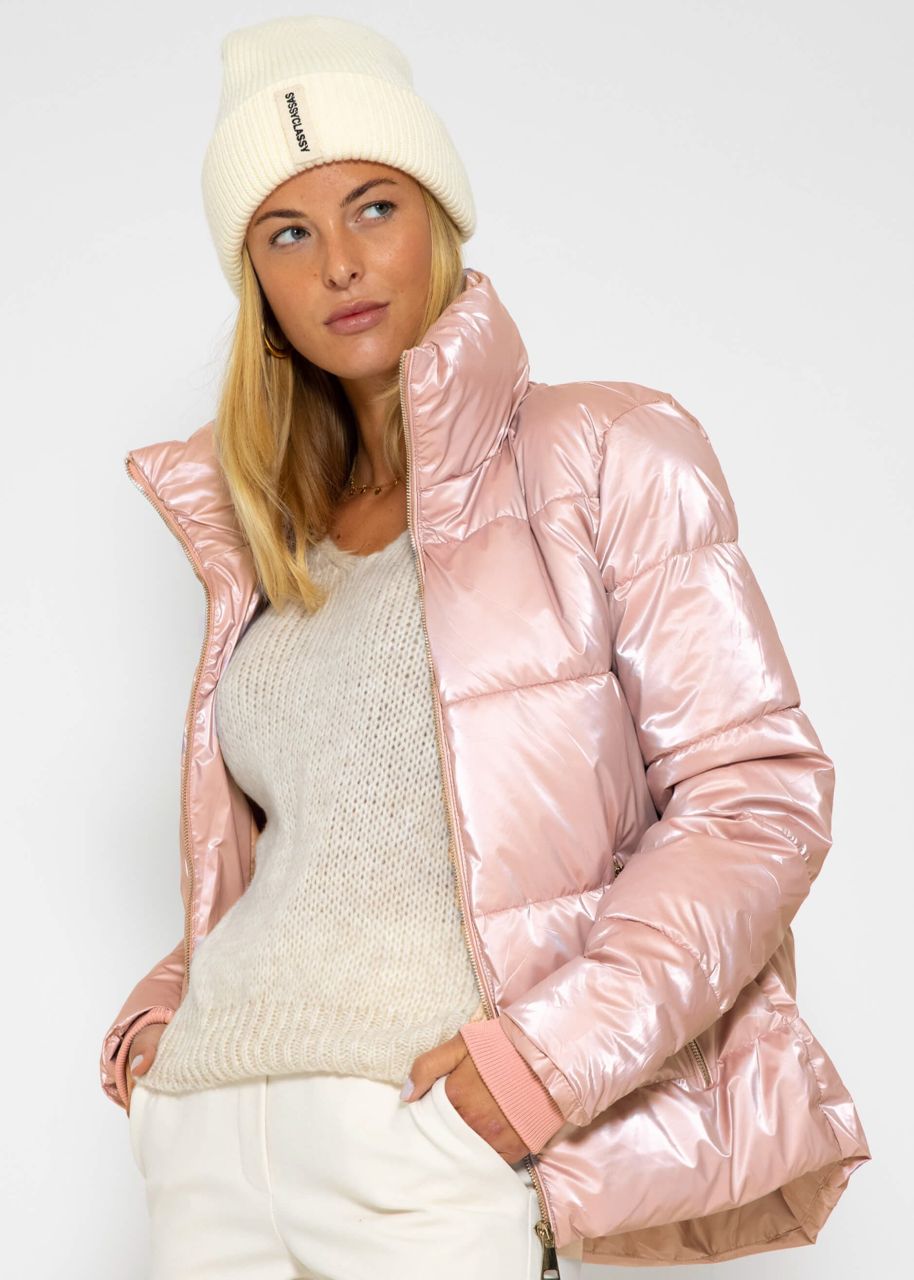 Pufferjacke mit Stehkragen - rosa