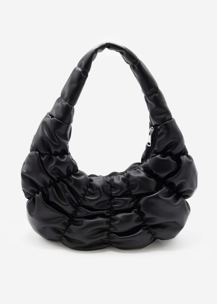 Puffer-Handtasche aus Kunstleder - schwarz