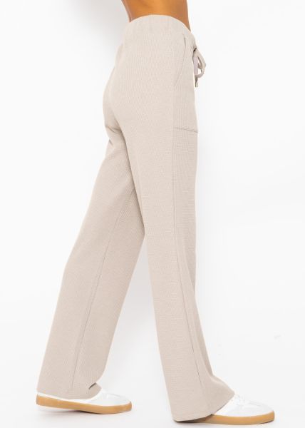 Casual Pants in Waffelpiqué - taupe