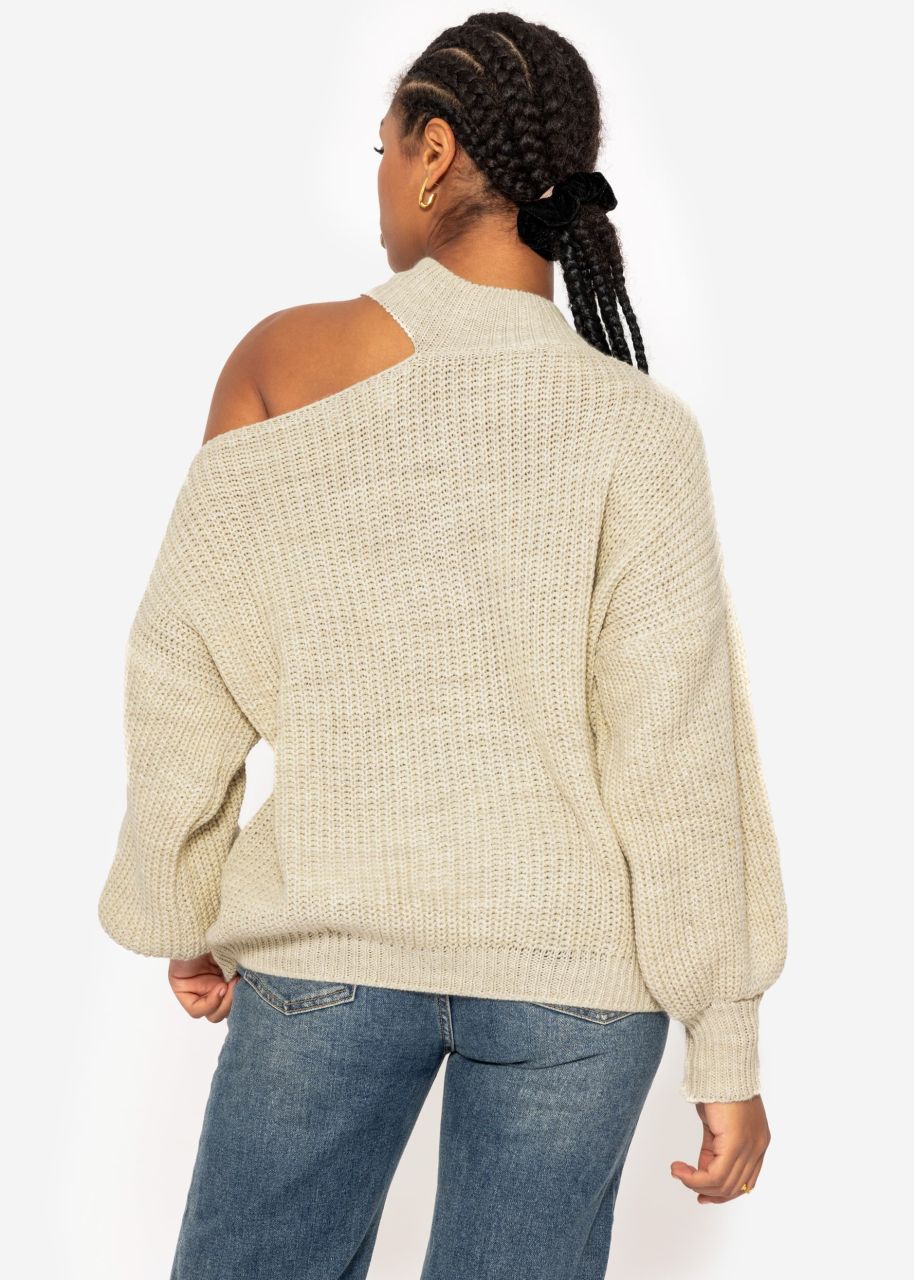 Oversize Cut-Out Pullover - beige