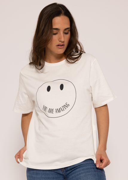 Boyfriend-Shirt mit Print, weiß