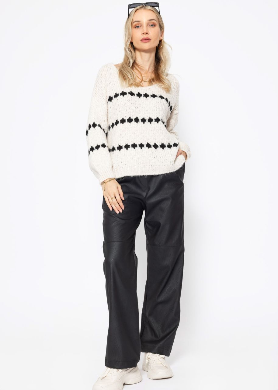 Pullover mit Fantasie-Streifenmuster - offwhite