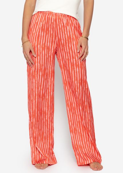 Gestreifte Satinhose - orange