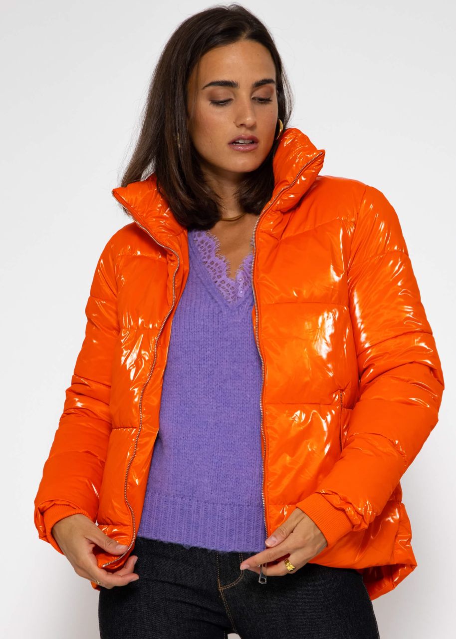 Pufferjacke mit Stehkragen - orange