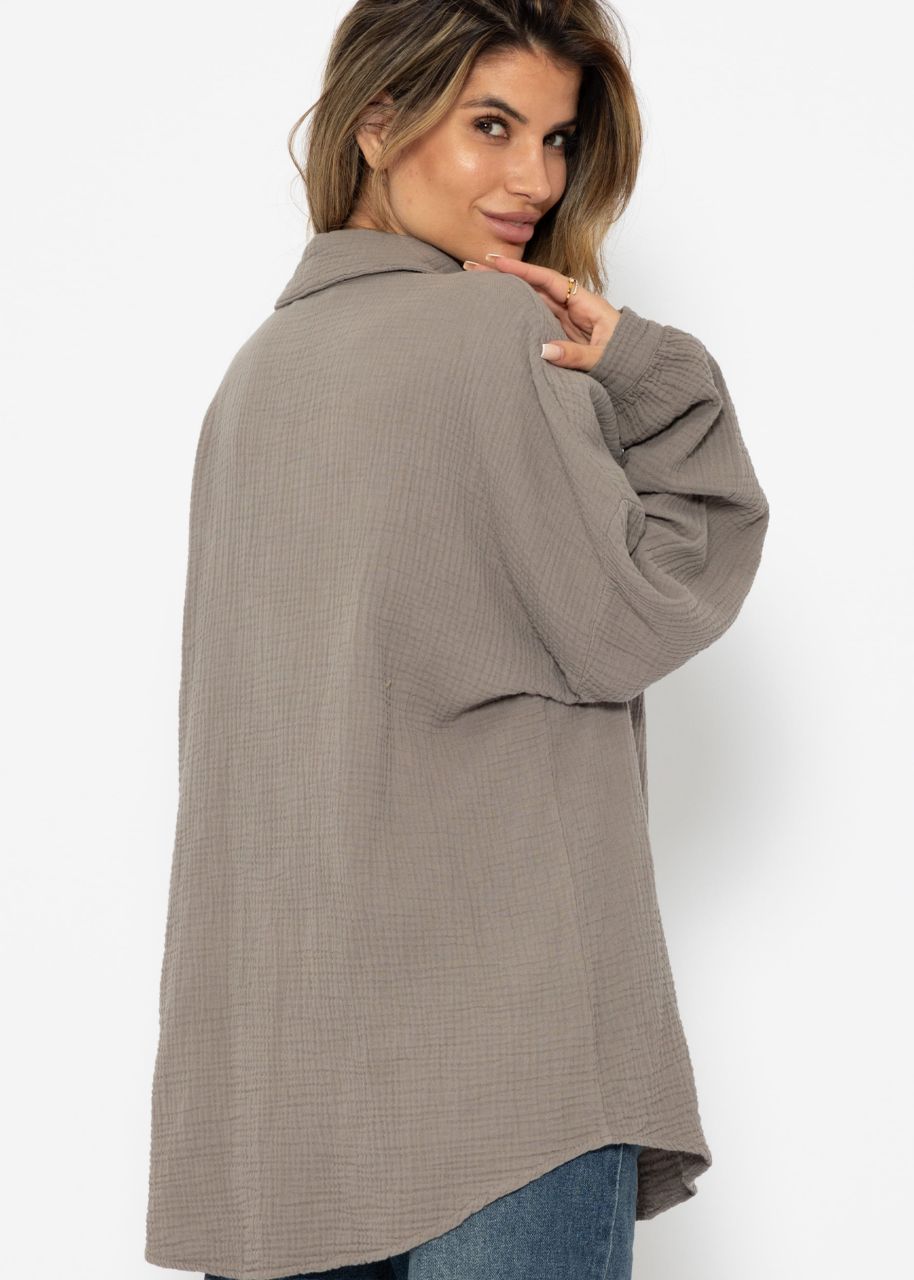 Musselin Bluse im Regular Fit - taupe