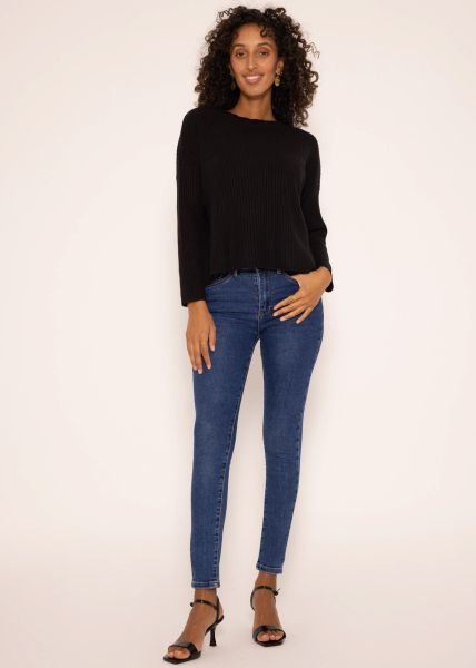 Stretchy Mid Waist Push Up Jeans - blau