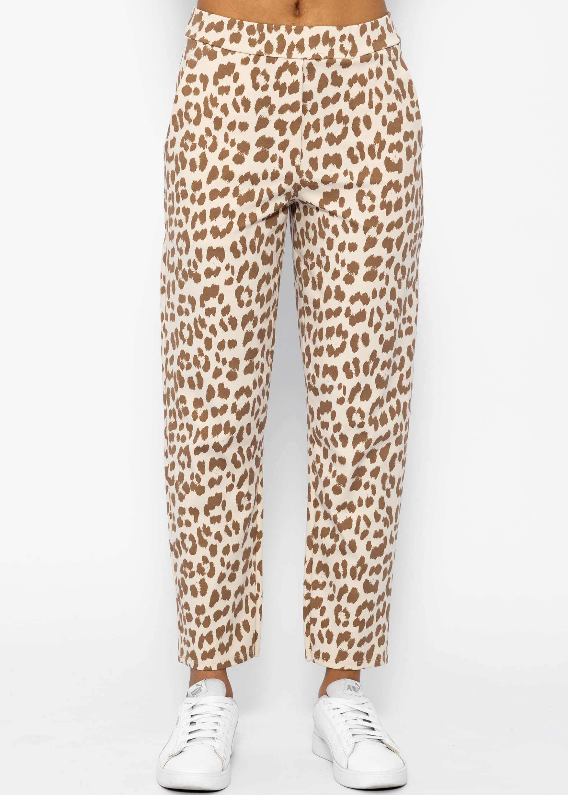 Jersey Chinos in Leo-Print - offwhite