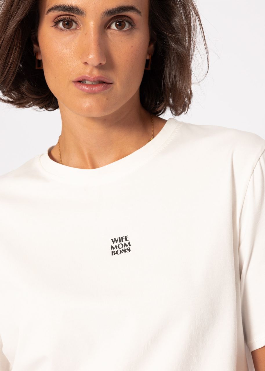 Oversize T-Shirt mit "MOM" Print - offwhite