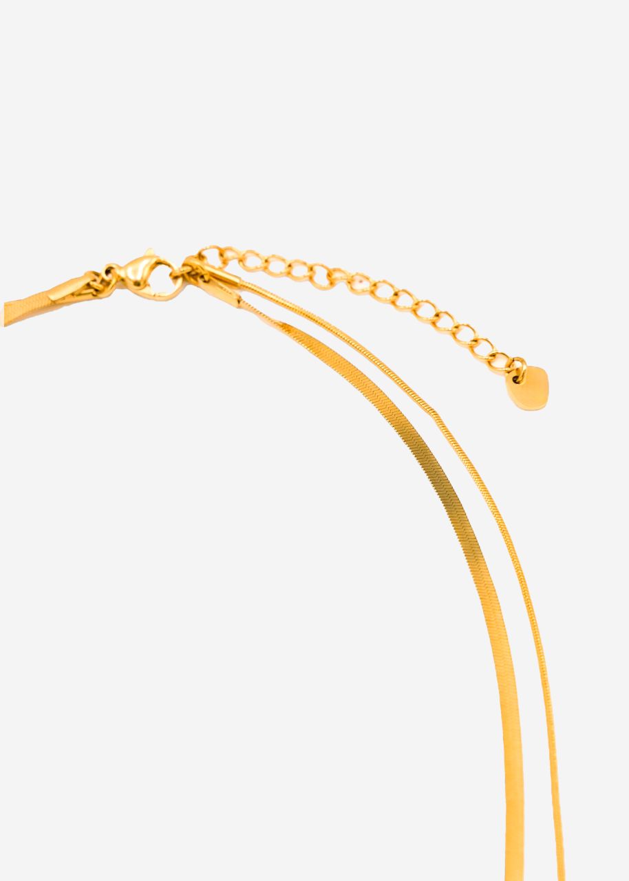 Layering Halskette mit Kreis Anhänger - gold