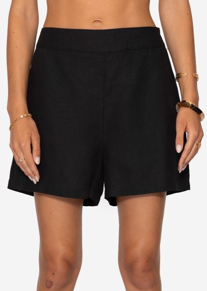 Leinen Shorts - schwarz
