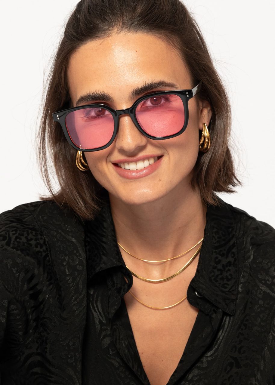 Sonnenbrille mit rosa getönten Gläsern - schwarz