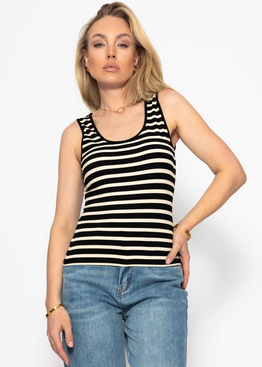 Gestreiftes Tank Top - schwarz-offwhite