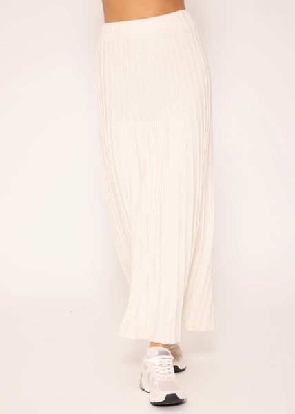 Plissierter Maxi Strick-Rock - offwhite