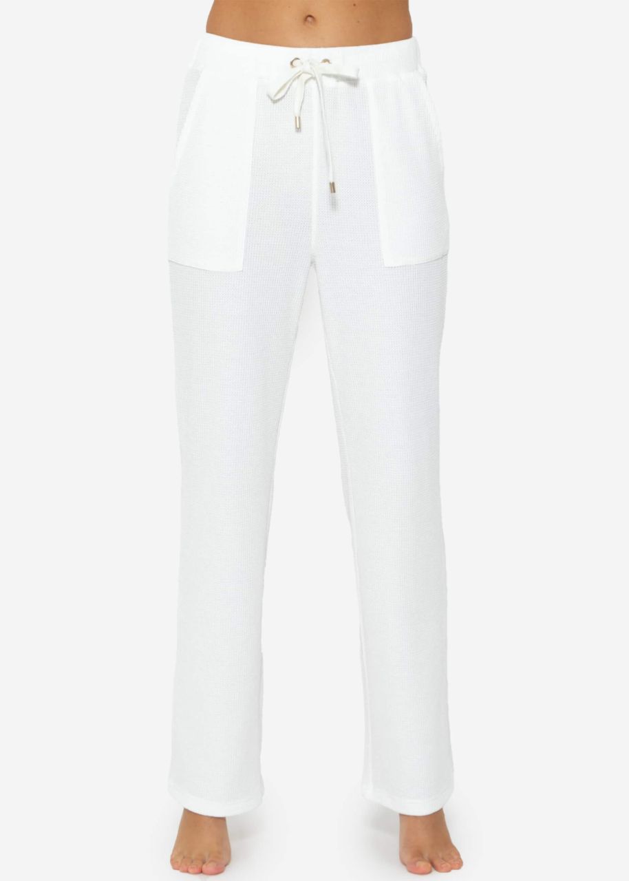 Casual Pants in Waffelpiqué - offwhite