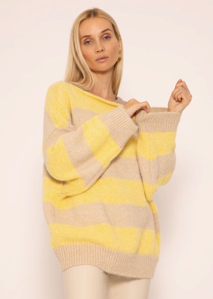 Pullover mit Block-Streifen - gelb-beige