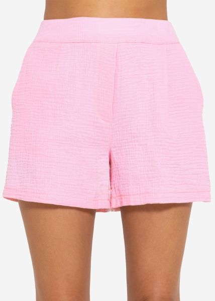 Musselin Shorts mit breitem Bund - babyrosa