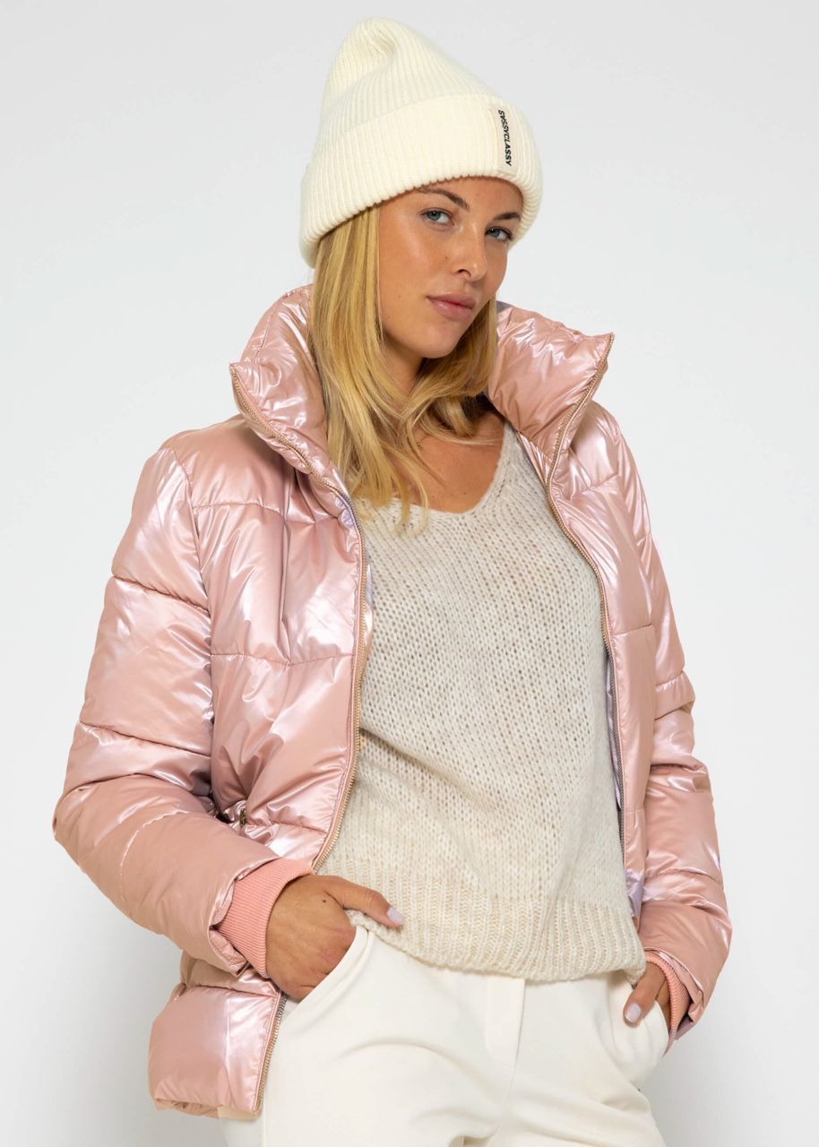 Pufferjacke mit Stehkragen - rosa