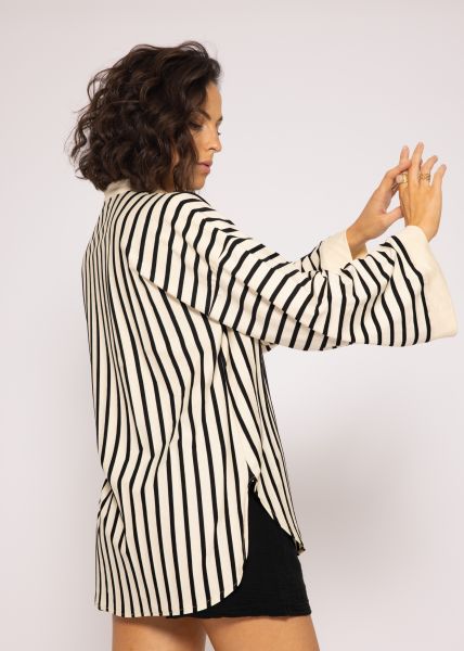 Jersey Kimono Bluse mit Streifen, offwhite/schwarz