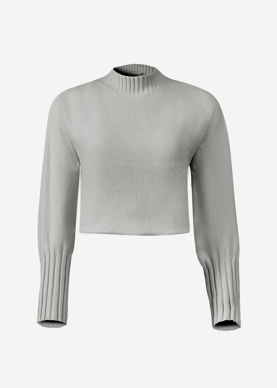 Lässiger Crop Pullover - grau